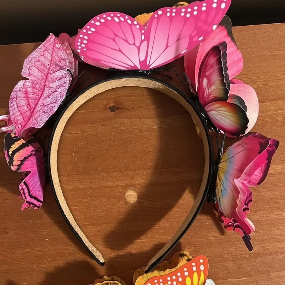 Butterfly headbands yellow and pink one size